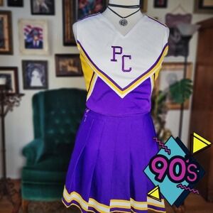 Elite Cheerleader Skirt Set PC School Vintage 1990s Purple Gold Cheer Uniform XS